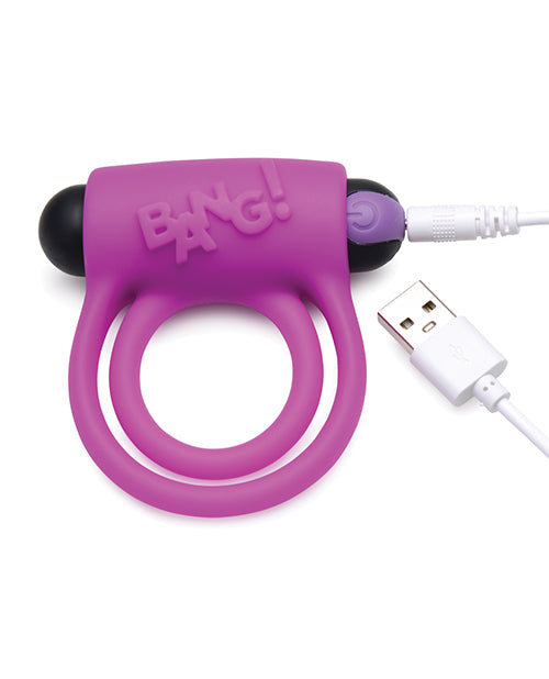 Bang! Vibrating Cock Ring & Bullet W-remote Control - Purple