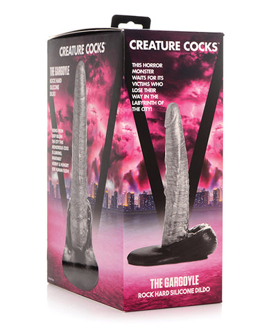 Creature Cocks The Gargoyle Rock Hard Silicone Dildo - Silver-black