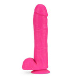 Neo Elite 11in Dual Density Cock W/ Balls Neon Pink