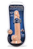 Fleshstixxx 10in Silicone Dildo W/ Balls Latte