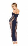 Bodystocking Gown W/ Opaque Front & Back Denim O/s