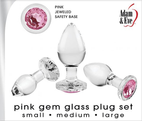 Adam & Eve Pink Gem Glass Plug Set