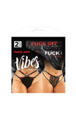 Vibes Fuck Off Panty & Thong 2pk Black Q/s