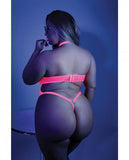 Glow All Nighter Harness Bodysuit Neon Pink Q/s