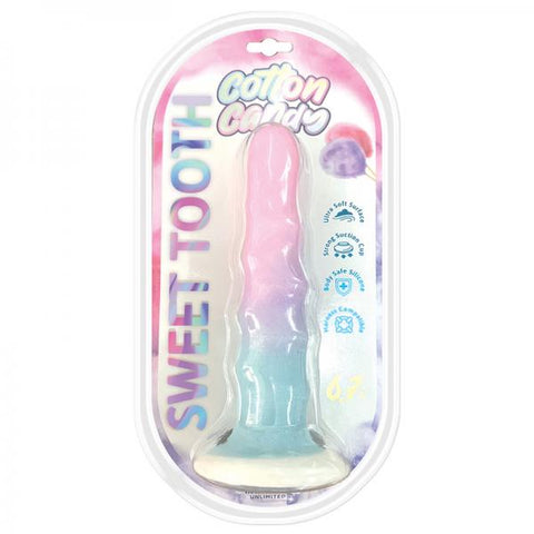 Cotton Candy Powder Puff 6.5in Silicone Dildo