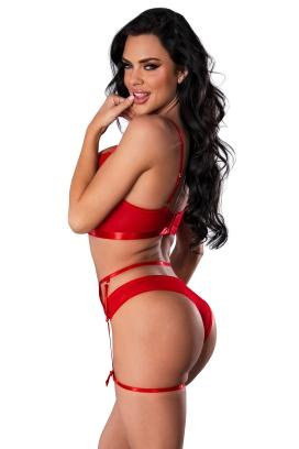 Holidaze Bralette High Waist Panty Set Red L/xl