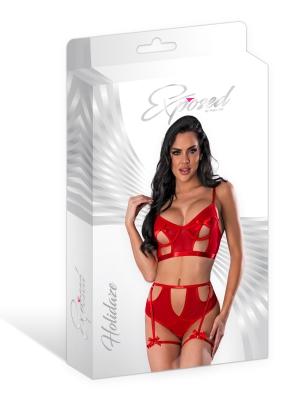 Holidaze Bralette High Waist Panty Set Red S/m