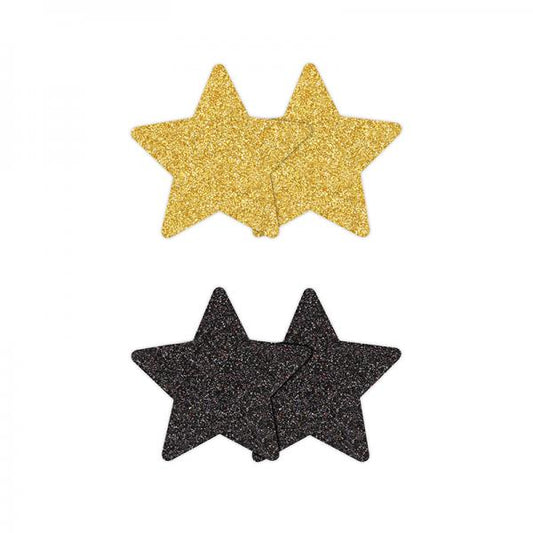 Pretty Pasties Glitter Stars Black/gold 2 Pair