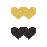 Pretty Pasties Glitter Hearts Black/gold 2 Pair