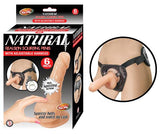 Natural Realskin Squirting Penis W/ Adjustable Harness 6in Flesh