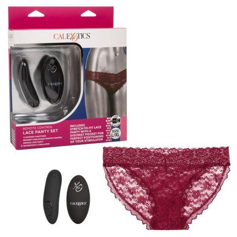 Remote Control Lace Panty Set L/xl Burgundy