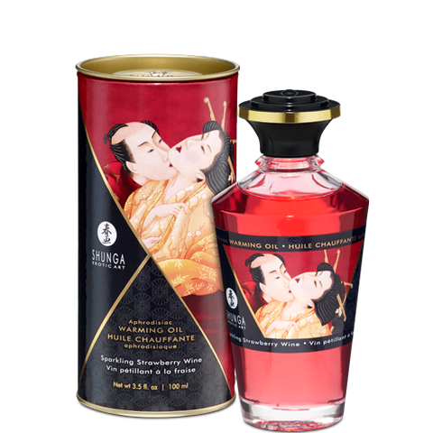 Shunga Warming Massage Oil Strawberry 3.5 fluid ounces