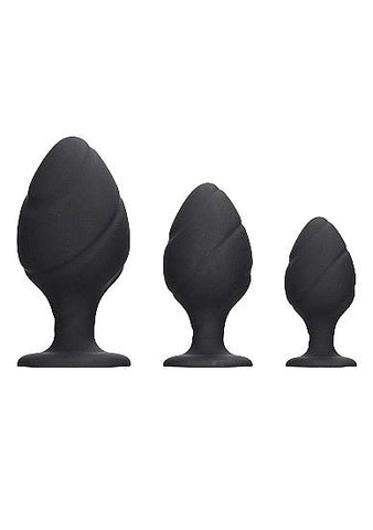 Swirled Butt Plug Set Black