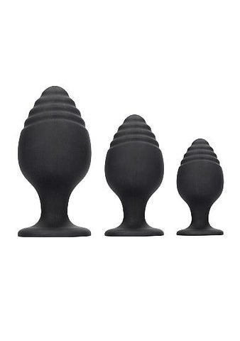 Rippled Butt Plug Set Black