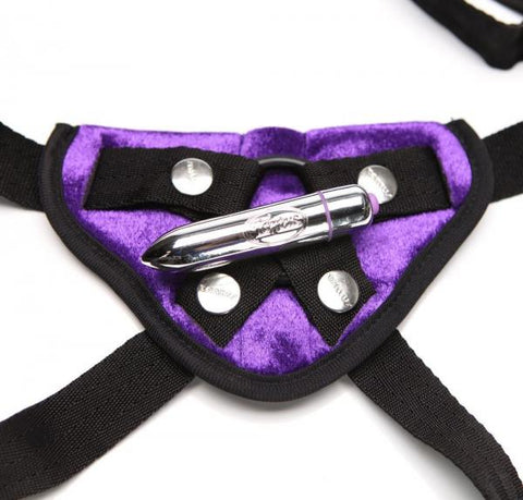 Velvet Vibrating Harness Purple