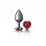 Cheeky Charms Heart Deep Red Medium Gunmetal Butt Plug