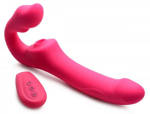 Strap U Licking & Vibrating Strapless Strap-on W/ Remote