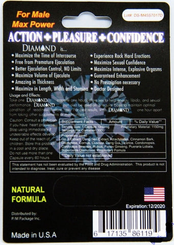 Diamond Platinum Extreme 4500 Blue Male Enhancement Supplement