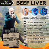 Wholesome Grass Fed Desiccated Beef Liver Capsules 180 Pills 750mg