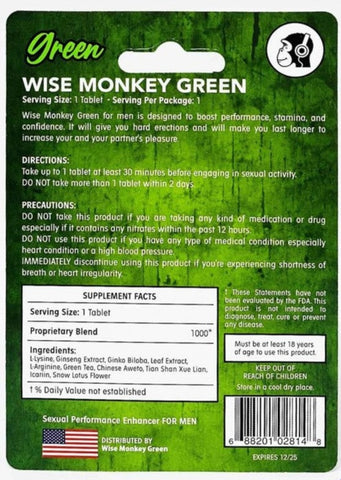 Wise Monkey Green Extra Strength Male Enhancement Pill