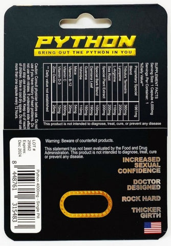 Python 4K Male Enhancement Performance Supplement Pill