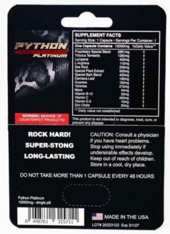Python 10K Platinum Male Enhancement Supplement Pill
