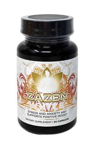 Zazen White Stress and Anxiety Aid Dietary Supplement 30 Pills Bottle