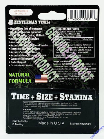 ZentleMan 6000 Gold Pill Genuine Male Sexual Enhancer